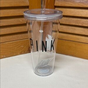 PINK Victoria's Secret Transparent Tumbler with Straw